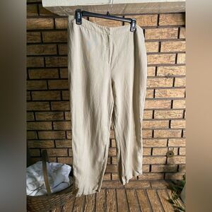 Tan linen blend pants‎